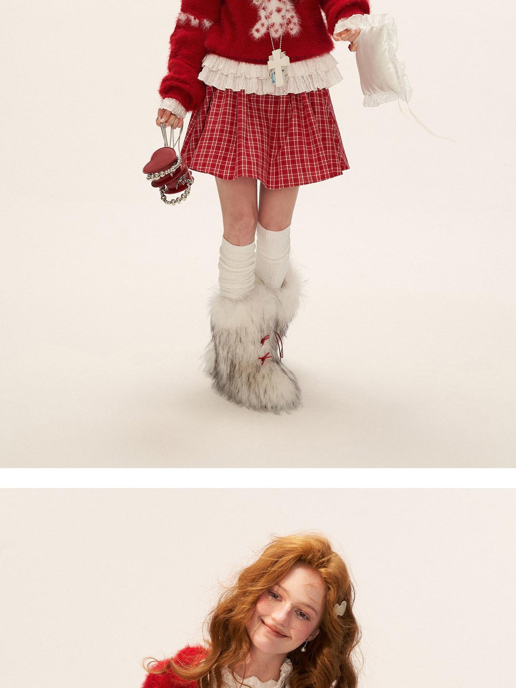 MAMC Christmas Loose Doll Collar Heart Animal Pullover Dating Women Red Sweaters