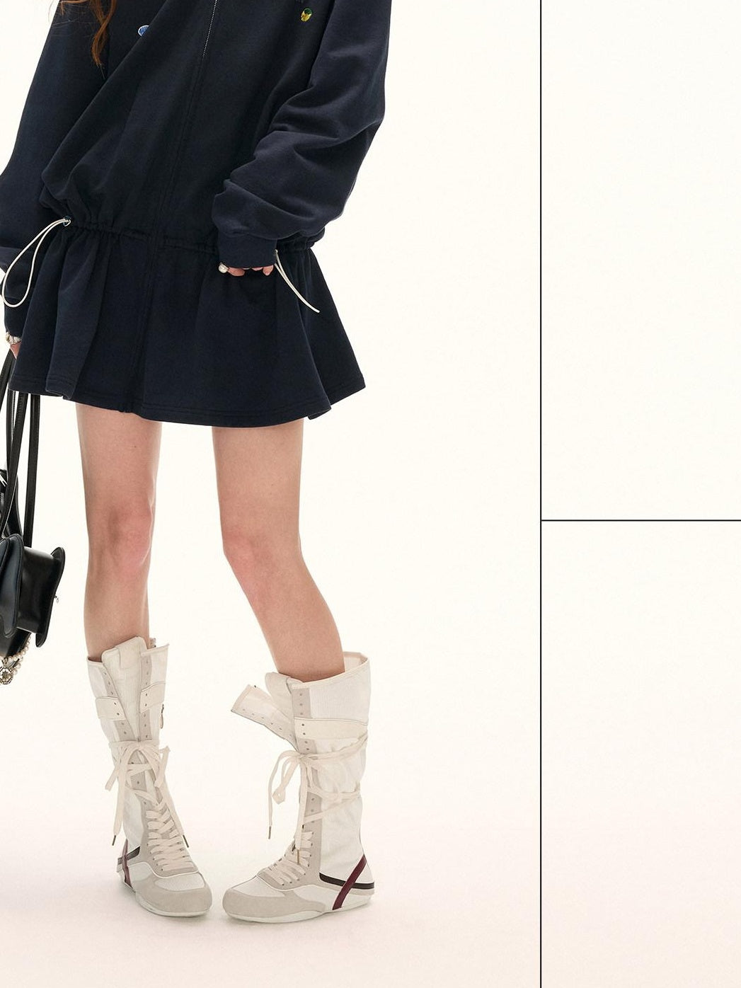 MAMC Cinched Waist Casual Loose Fit Pleated Longsleeve Button Front Women Blue Shirts