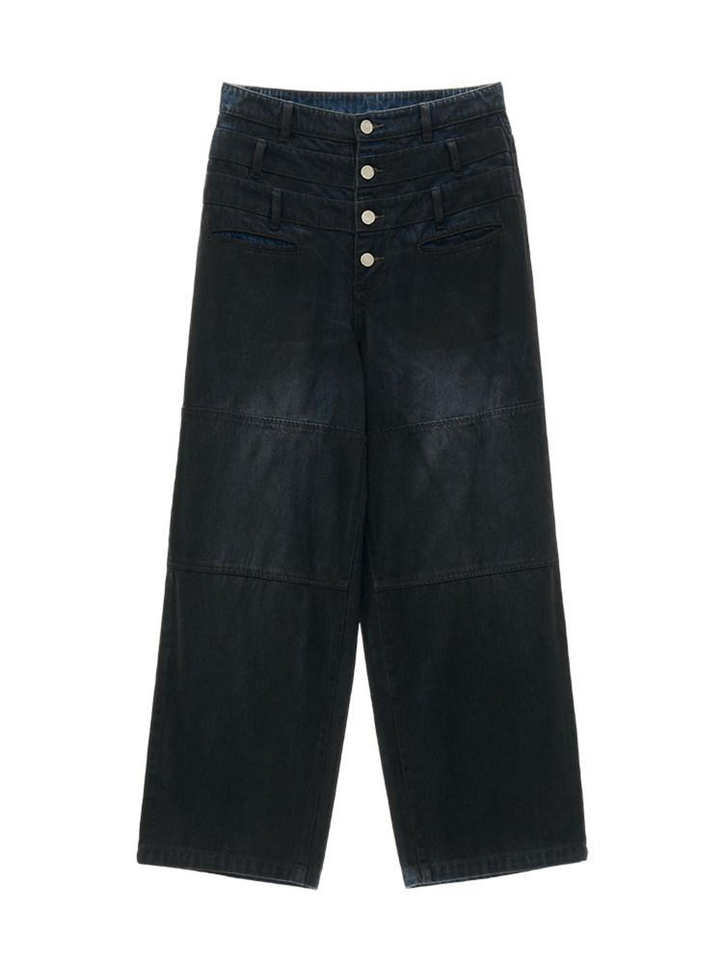MAMC Comfortable Cotton Blend Natural Waist Relaxed Fit Black No Stretch Jeans