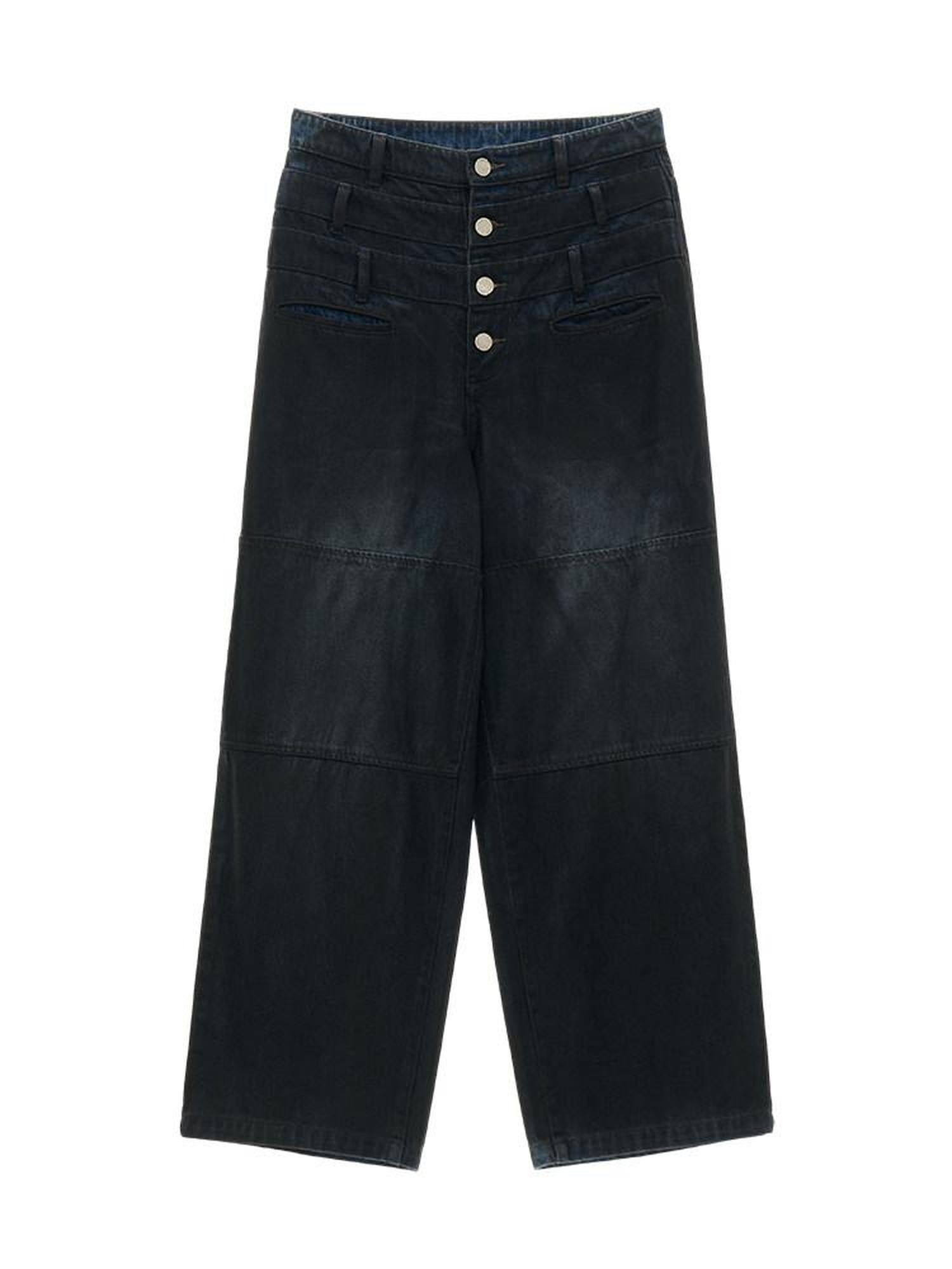 MAMC Comfortable Cotton Blend Natural Waist Relaxed Fit Black No Stretch Jeans