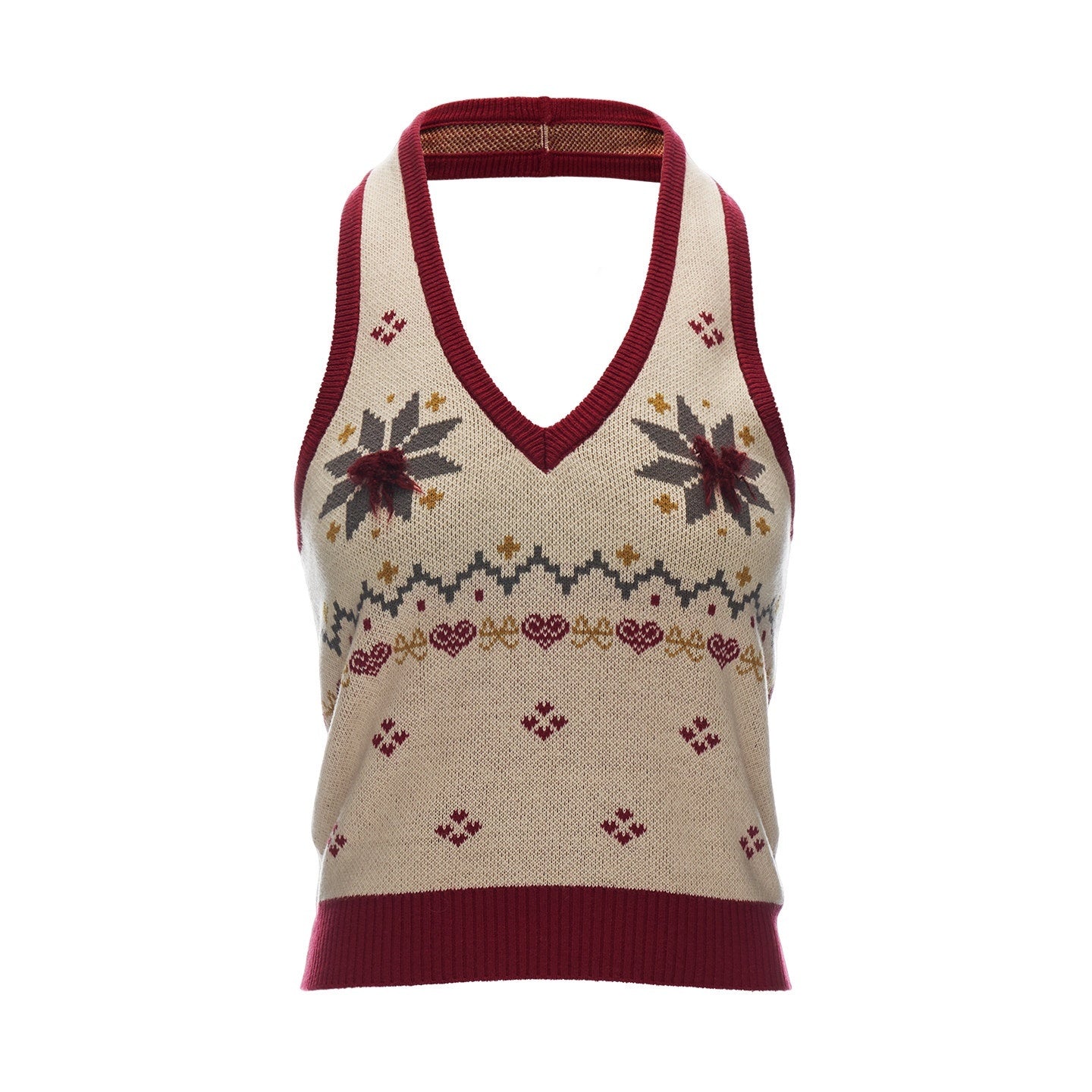 MAMC_Comfortable_Cotton_Blend_Princess_Halter_V-neck_Commute_Animal_Print_Beige_Vests_MISSTT