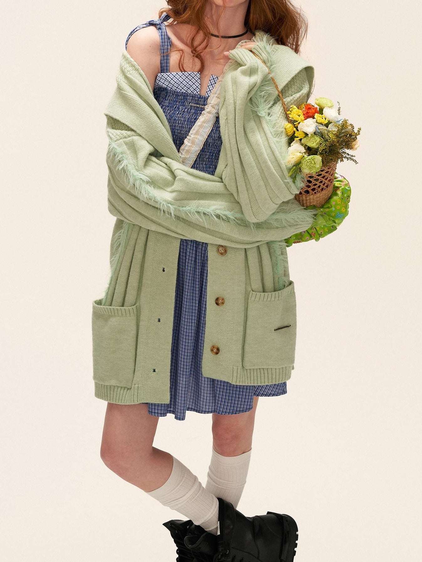 MAMC Cozy Pocketed Knit Relaxed Collared Midlength Women Acrylic Blend Cardigans