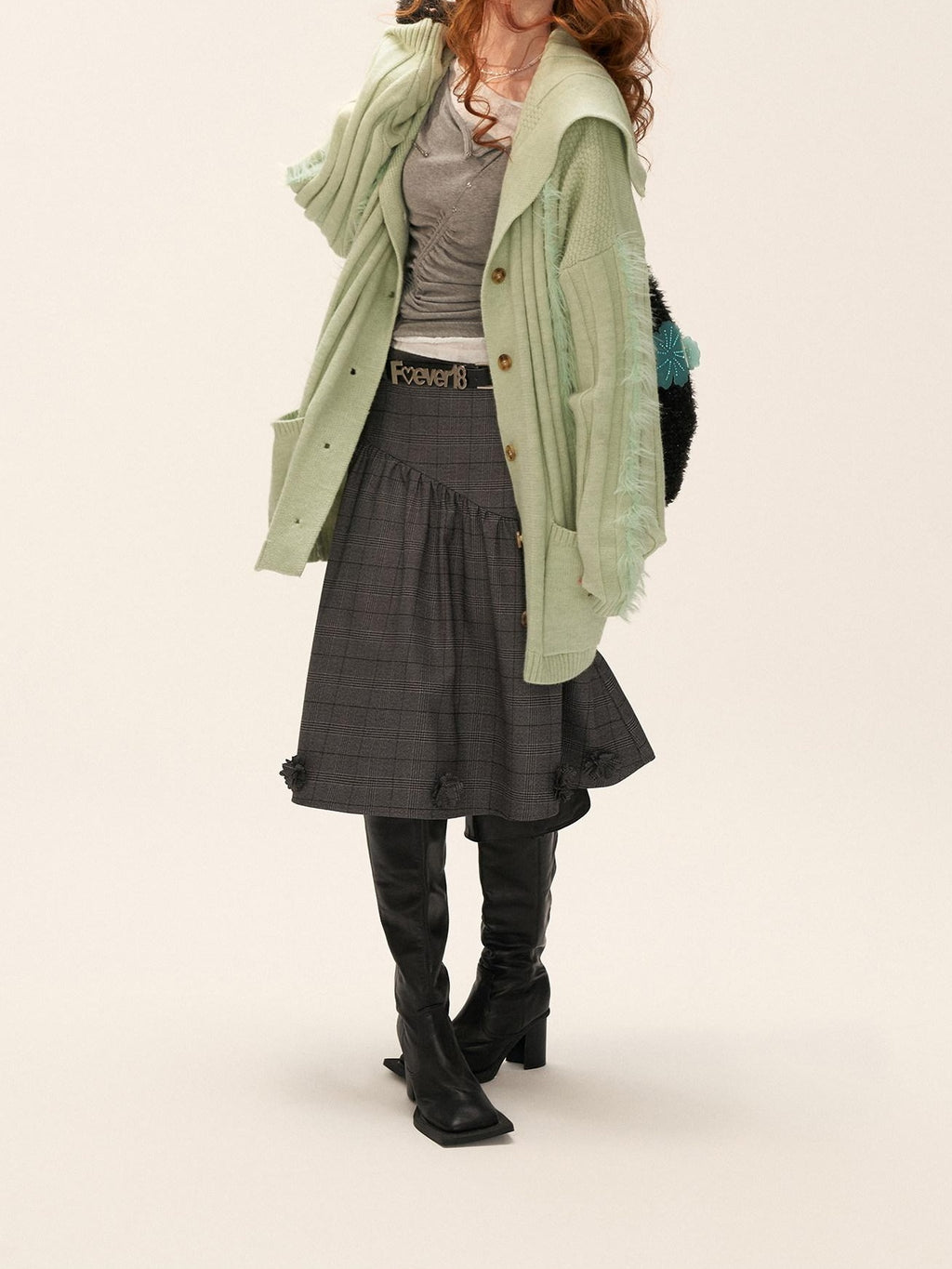 MAMC Cozy Pocketed Knit Relaxed Collared Midlength Women Acrylic Blend Cardigans