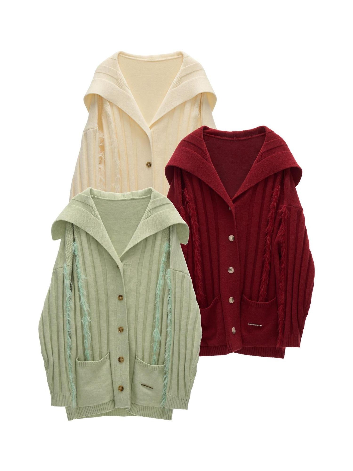 MAMC Cozy Pocketed Knit Relaxed Collared Midlength Women Acrylic Blend Cardigans