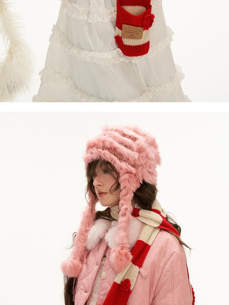 MAMC Cozy Princess Relaxed Fit Cropped Single Button Pink Puffer Jackets