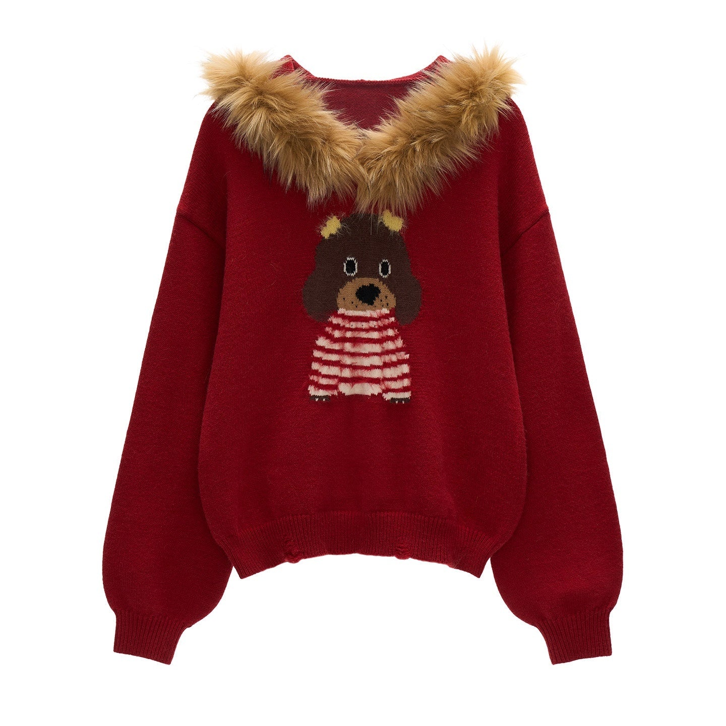 MAMC_Cute_Animal_Print_Commuter_Loose_Fit_Hooded_Women_Knit_Pullover_Sweaters_MISSTT