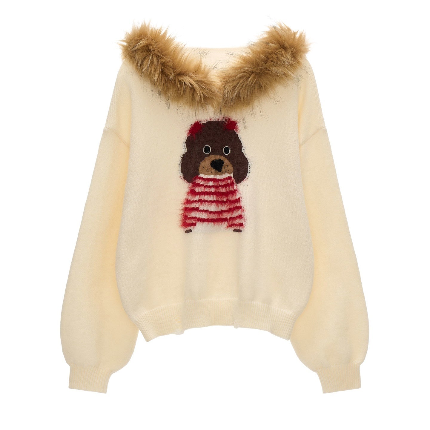 MAMC_Cute_Animal_Print_Commuter_Loose_Fit_Hooded_Women_Knit_Pullover_Sweaters_MISSTT