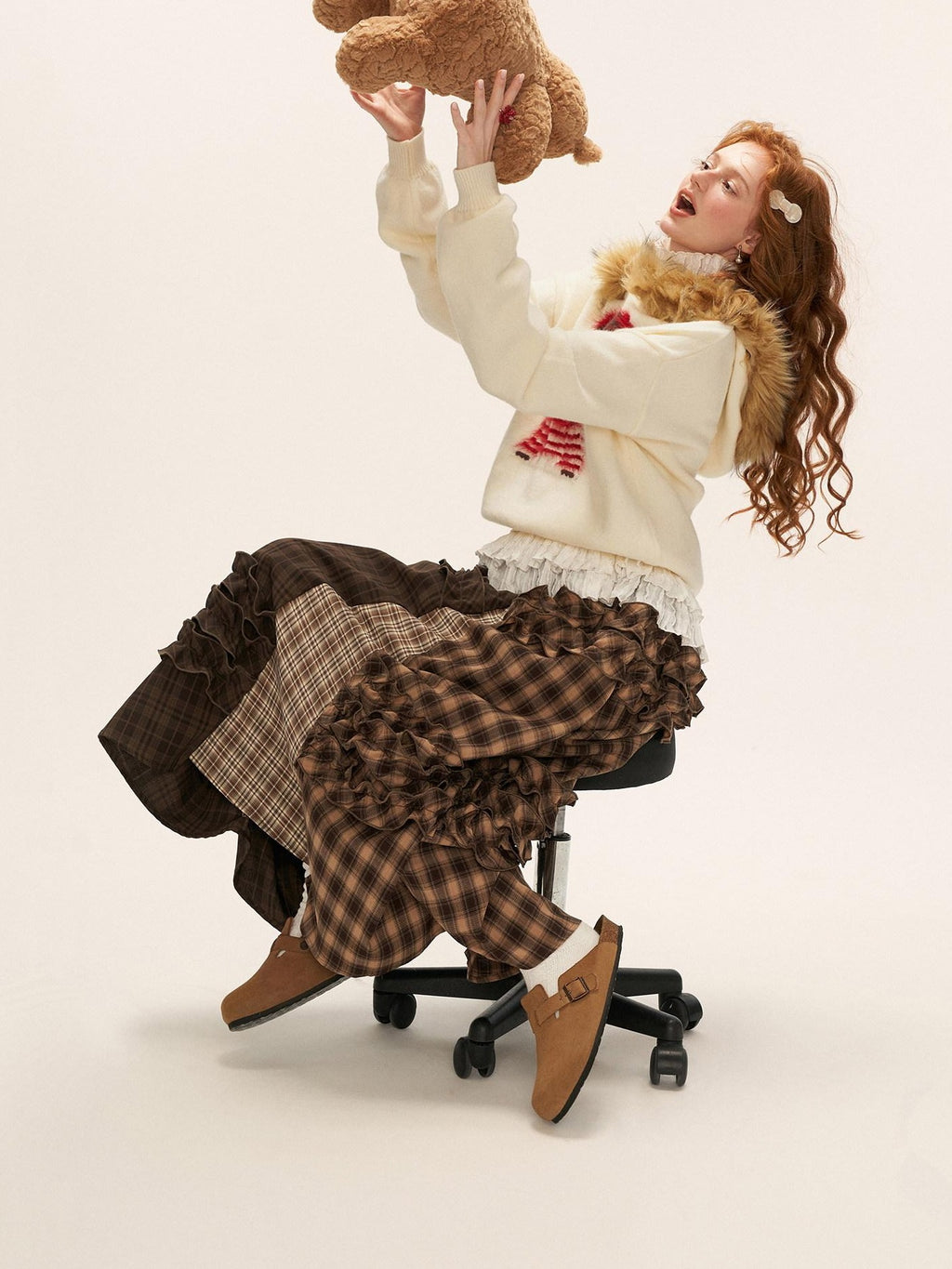 MAMC Cute Animal Print Commuter Loose Fit Hooded Women Knit Pullover Sweaters