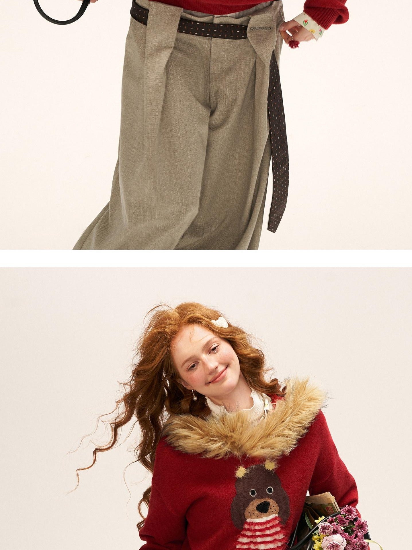 MAMC Cute Animal Print Commuter Loose Fit Hooded Women Knit Pullover Sweaters