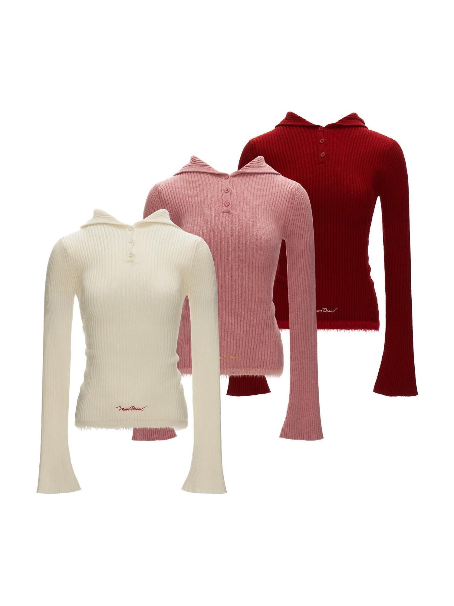 MAMC Cute Cat Ear Hooded Slim Fit Womens Button Front Casual Acrylic Knitwear