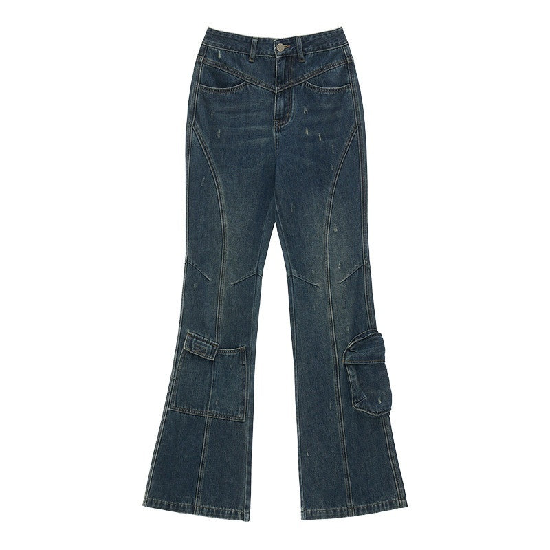 MAMC_Distressed_100%_Cotton_Mid_Rise_Subtle_Flare_Office_Commuter_Denim_Blue_Jeans_MISSTT