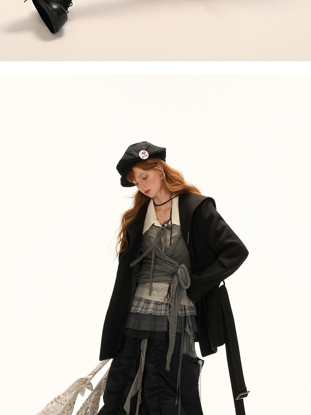 MAMC Double Breasted Buttons Minimal Straight Fit Black Polyester Cropped Jackets