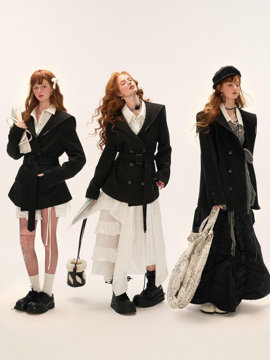 MAMC Double Breasted Buttons Minimal Straight Fit Black Polyester Cropped Jackets