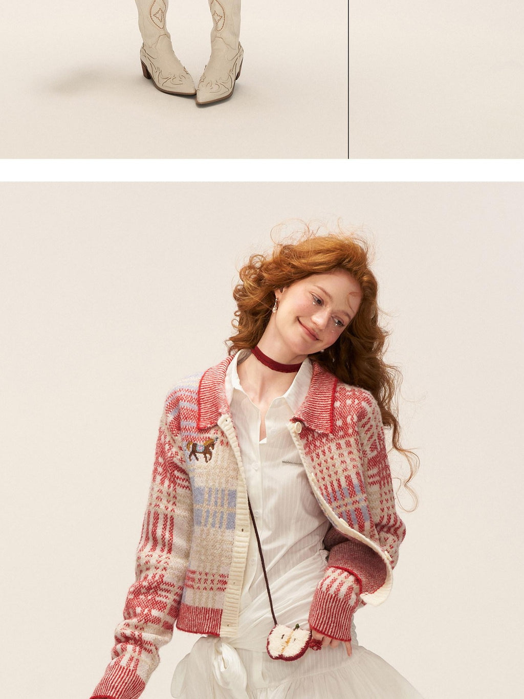 MAMC Eco Plaid Lapel Sweet Fit Women Office Long Sleeve Button Knit Red Cardigans
