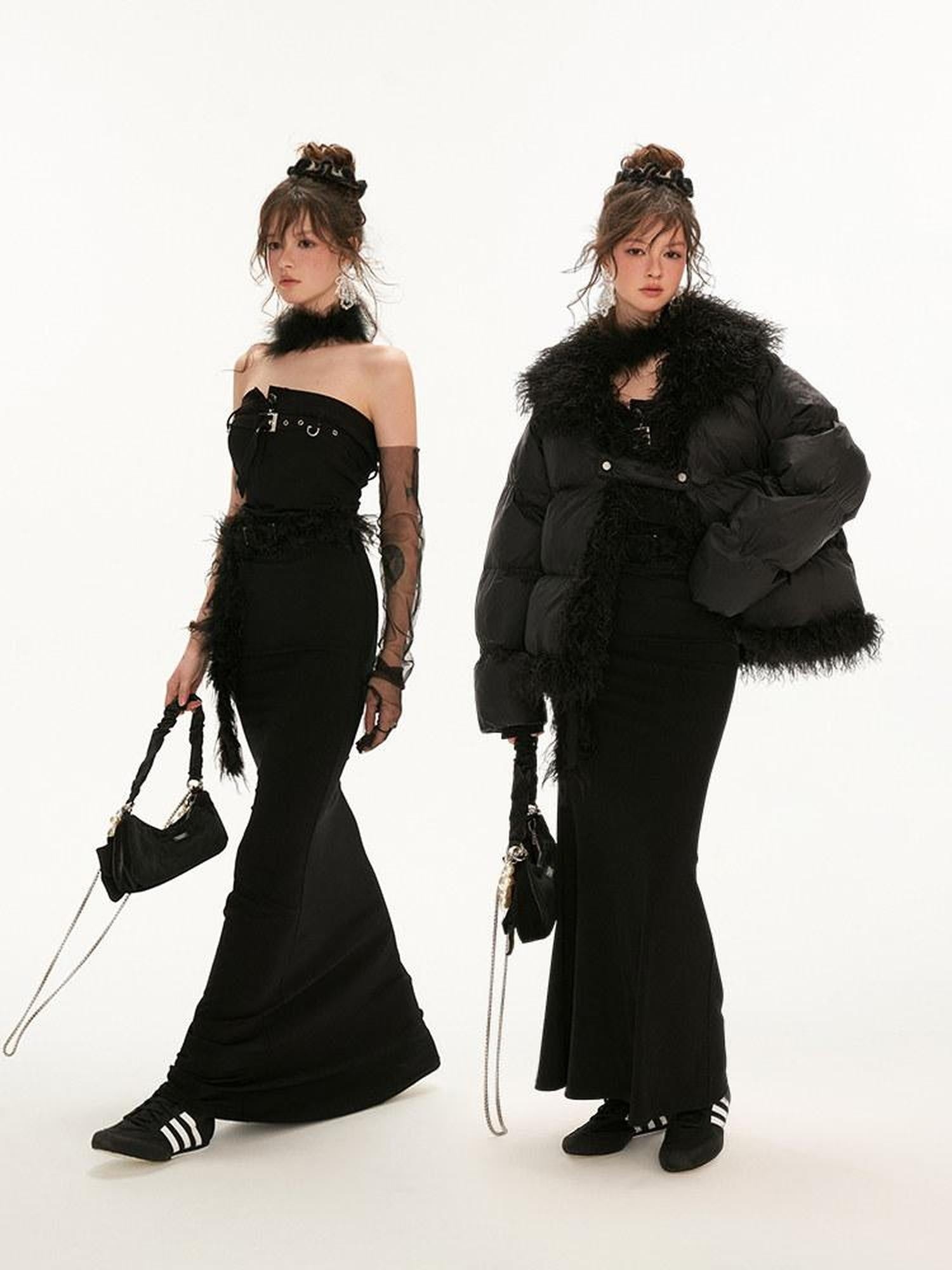 MAMC Elegant Off Shoulder Slim Waist Sleeveless Black Bodycon Maxi Dresses