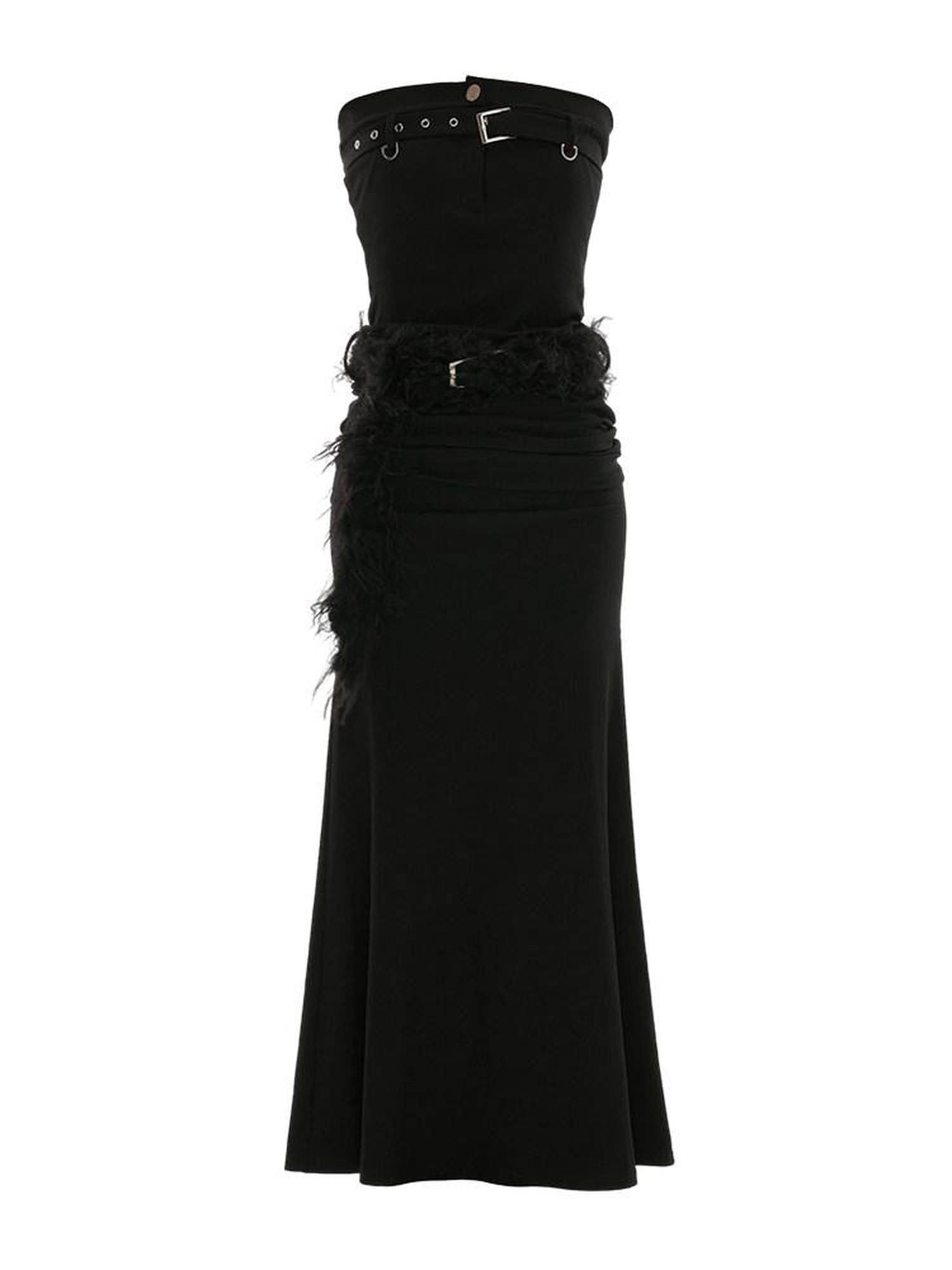 MAMC Elegant Off Shoulder Slim Waist Sleeveless Black Bodycon Maxi Dresses