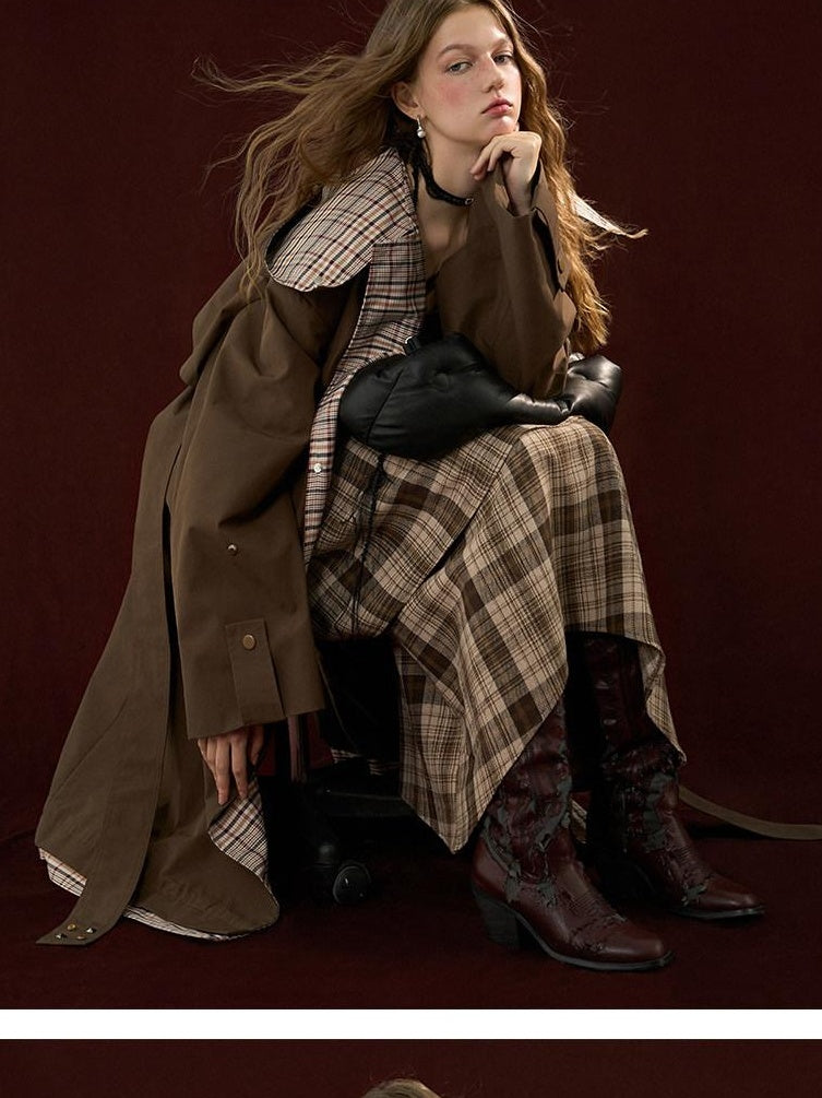 MAMC Ethereal Asymmetric Cinched Waist Strappy Plaid Dress Young Women Maxi Dresses
