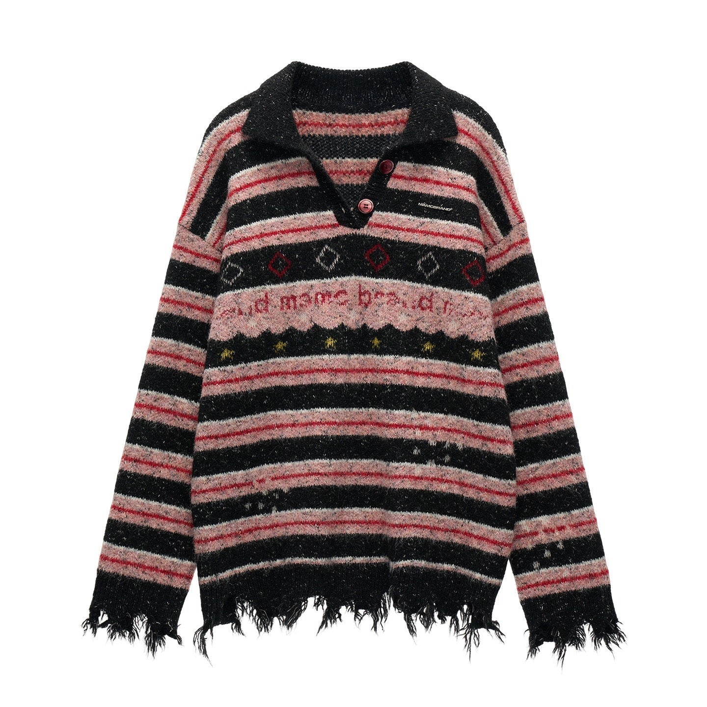 MAMC_Fringe_Detail_Oversized_Striped_Polo_Collar_Buttoned_Casual_Women_Knit_Sweaters_MISSTT