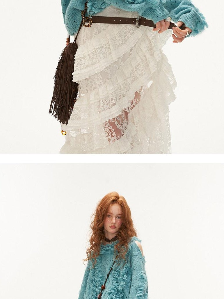 MAMC Fringe Oversized Minimal Office Round Neck Longsleeve Acrylic Wool Knitwear