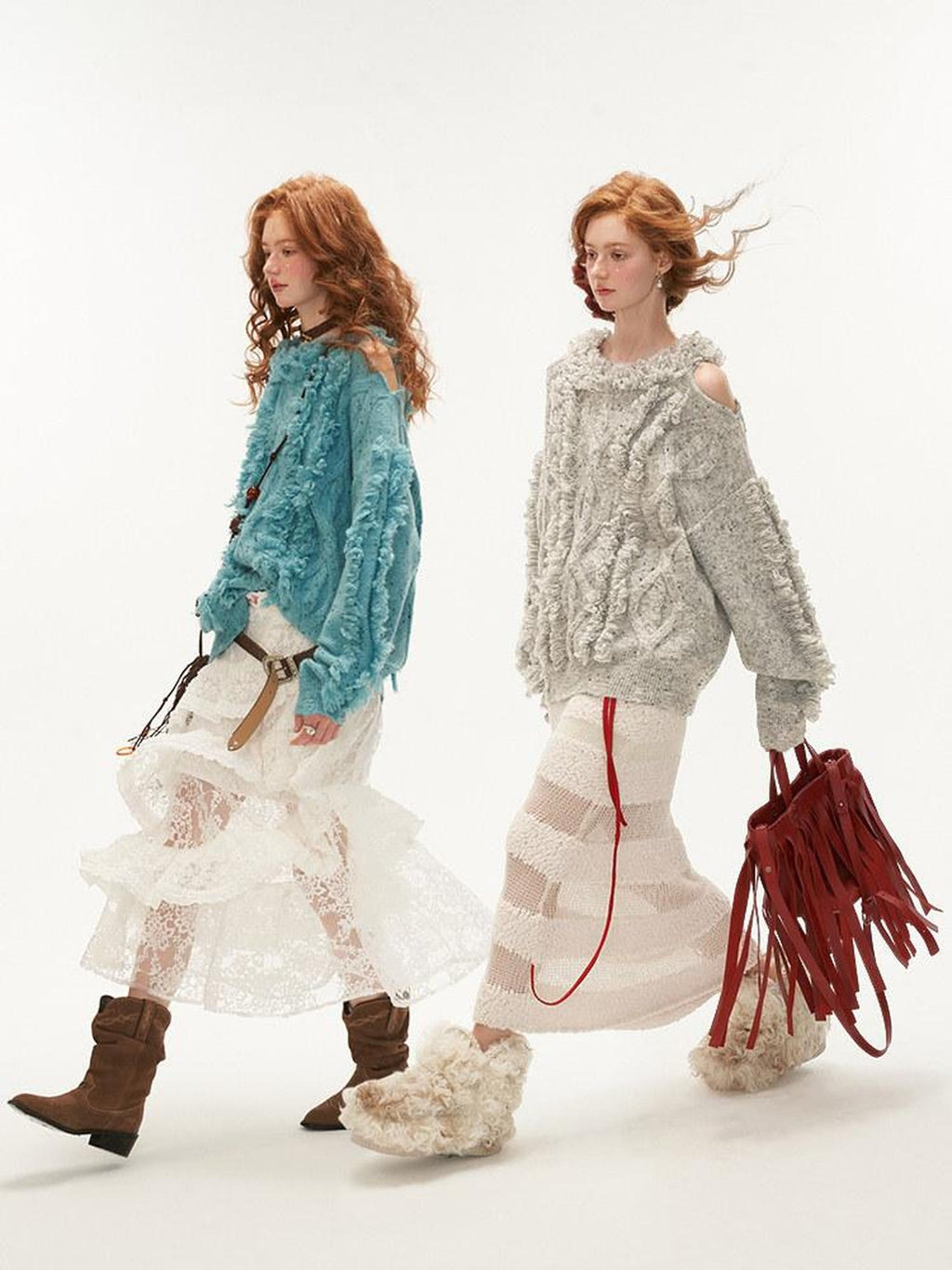 MAMC Fringe Oversized Minimal Office Round Neck Longsleeve Acrylic Wool Knitwear