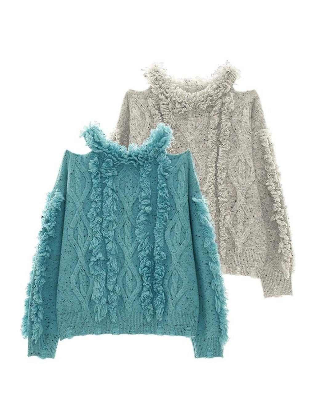 MAMC Fringe Oversized Minimal Office Round Neck Longsleeve Acrylic Wool Knitwear