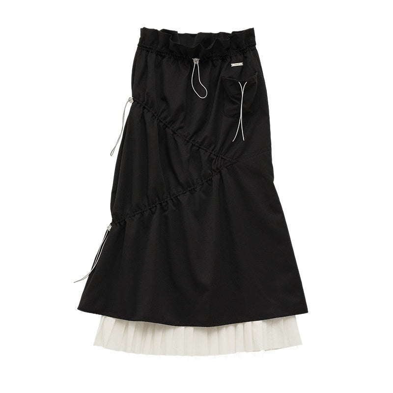 MAMC_High_Waist_A_Line_Office_Chic_Polyester_Solid_Color_Khaki_Black_Maxi_Skirts_MISSTT