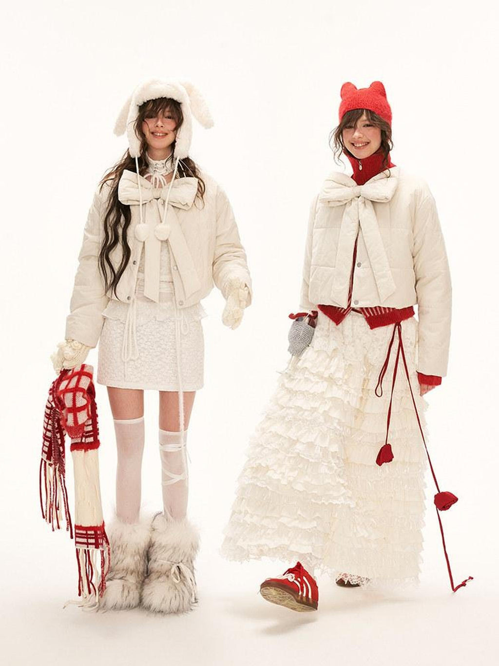 MAMC Lightweight Cropped Straight Cute Princess Round Neck White Puffer Jackets