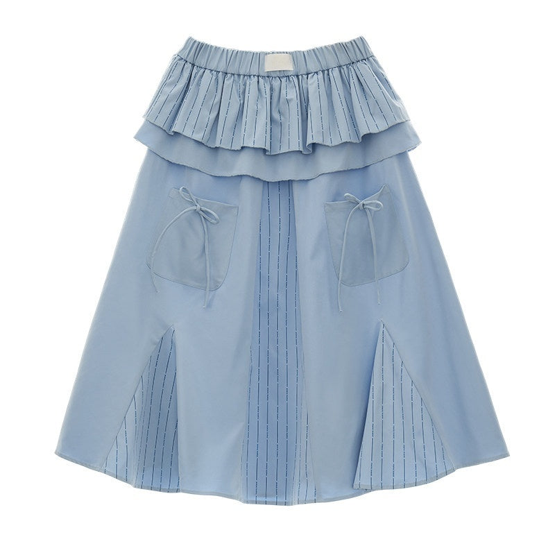 MAMC_Lightweight_Polyester_Versatile_Tiered_Midrise_Solid_Khaki_Blue_Midi_Skirts_MISSTT