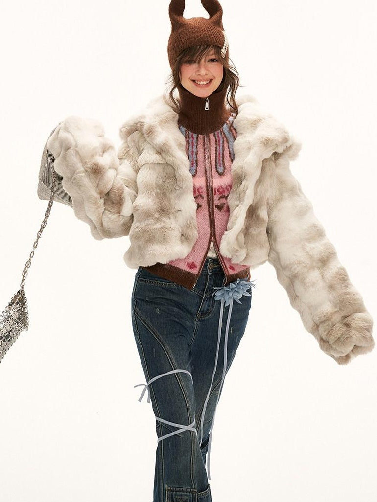 MAMC Polyester Relaxed Fit Notched Collar Office White Long Sleeve Cropped Jackets