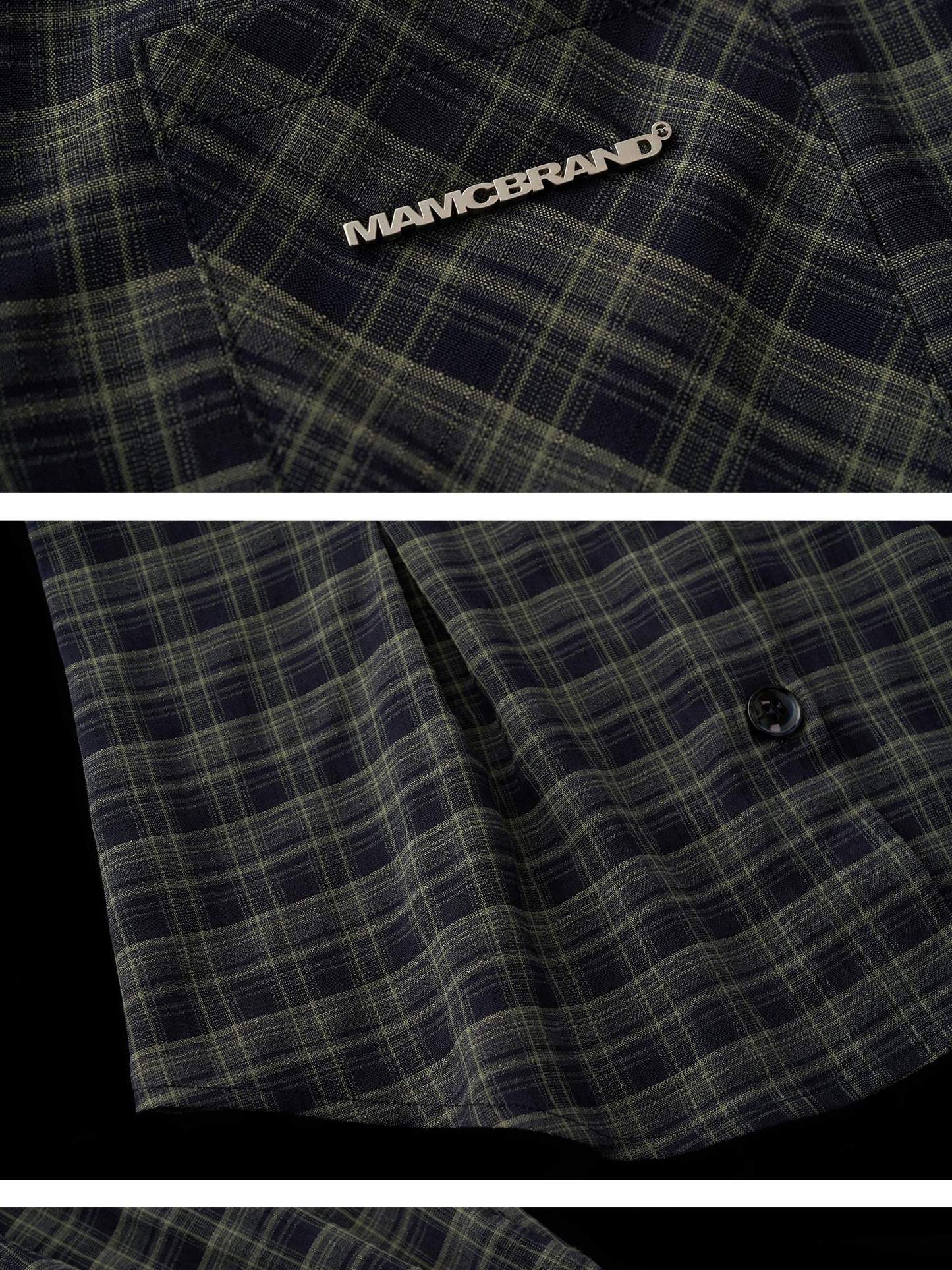 MAMC Polyester Stretch Plaid Long Sleeve Shirt Mini Skirt Women Top & Skirt Sets
