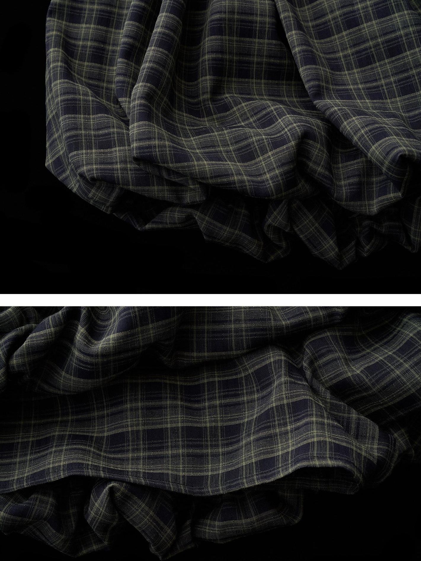 MAMC Polyester Stretch Plaid Long Sleeve Shirt Mini Skirt Women Top & Skirt Sets
