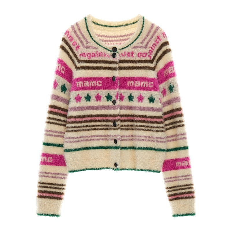 MAMC_Princess_Knit_Regular_Fit_Round_Neck_Button_Long_Sleeve_Pink_Cardigans_MISSTT