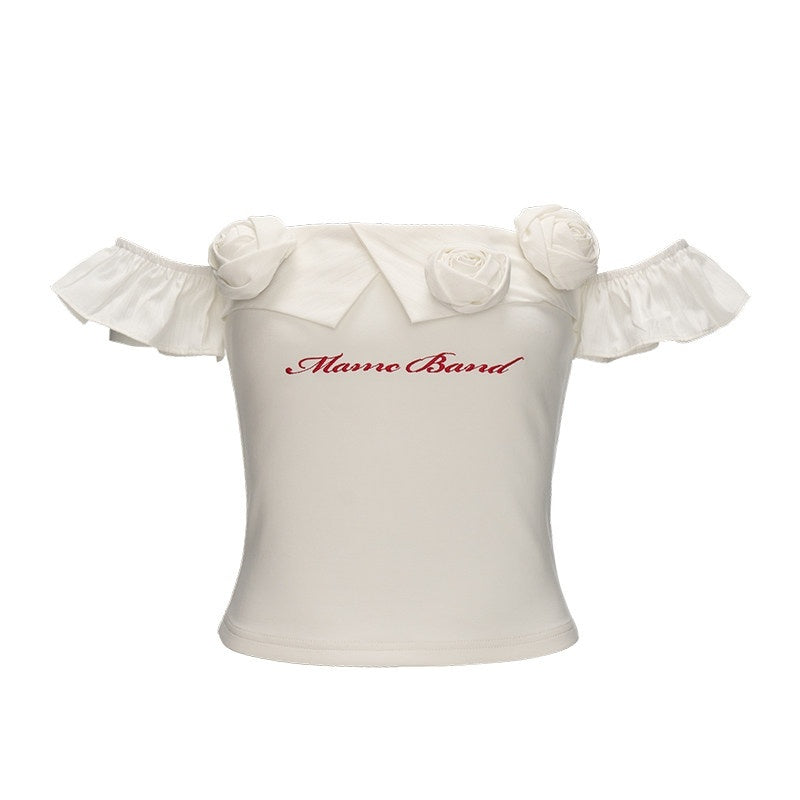 MAMC_Printed_Letter_Slim_Fit_Short_Pullover_Versatile_White_Stretch_Tube_Tops_MISSTT