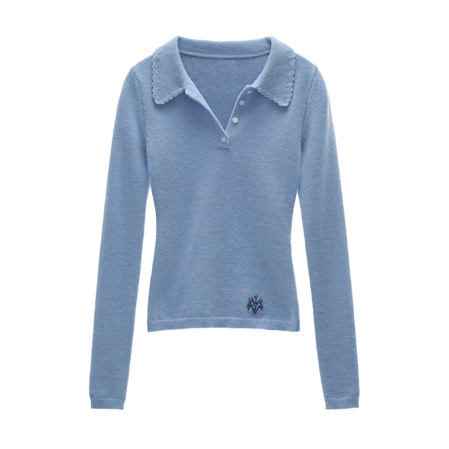 MAMC_Puff_Sleeve_V-neck_Vintage_Slim_Fit_Buttoned_Acrylic_Blend_Daily_Women_Knitwear_MISSTT