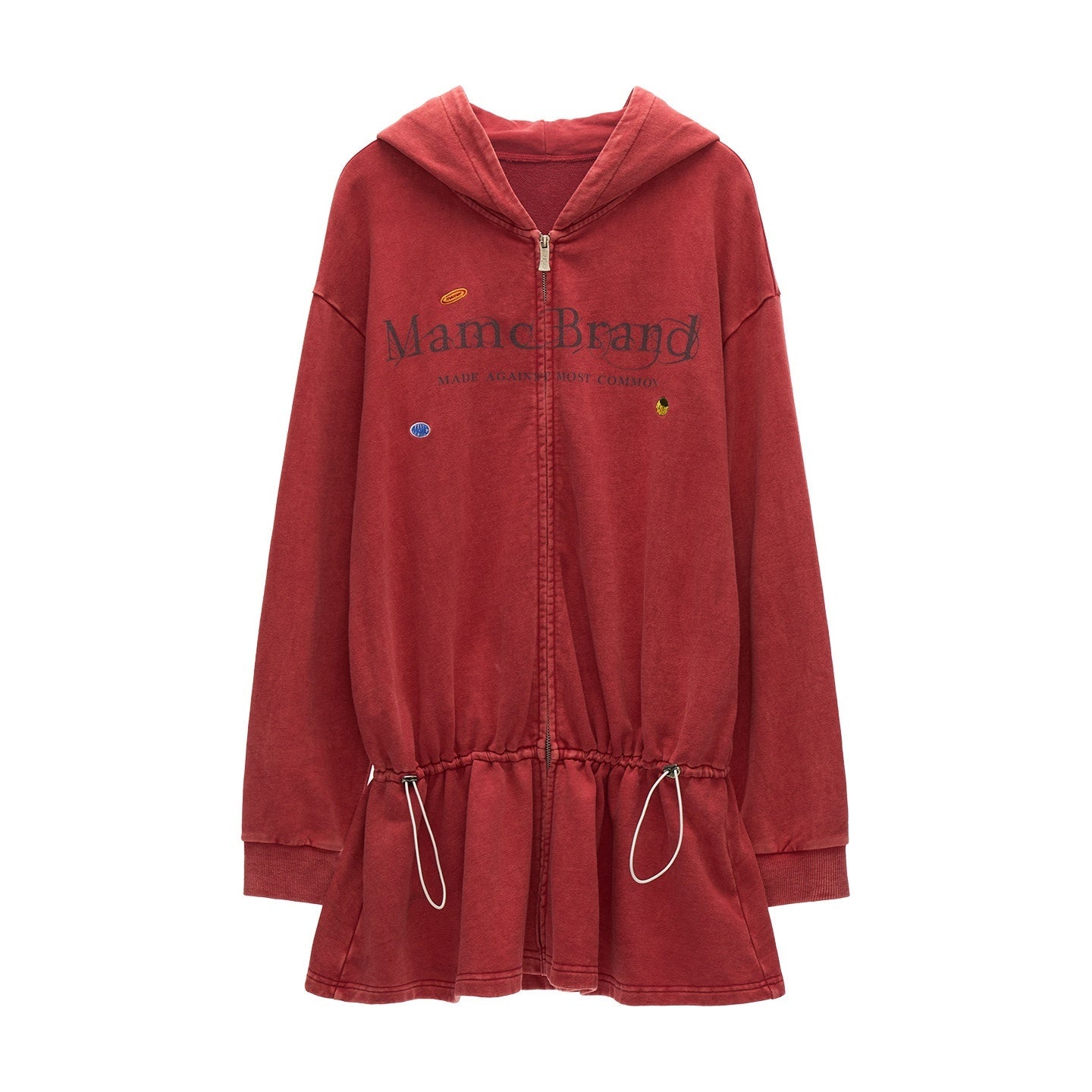 MAMC_Pure_Cotton_Adjustable_Waist_Hooded_Sweatshirt_Zipper_Women_Casual_Mini_Dresses_MISSTT