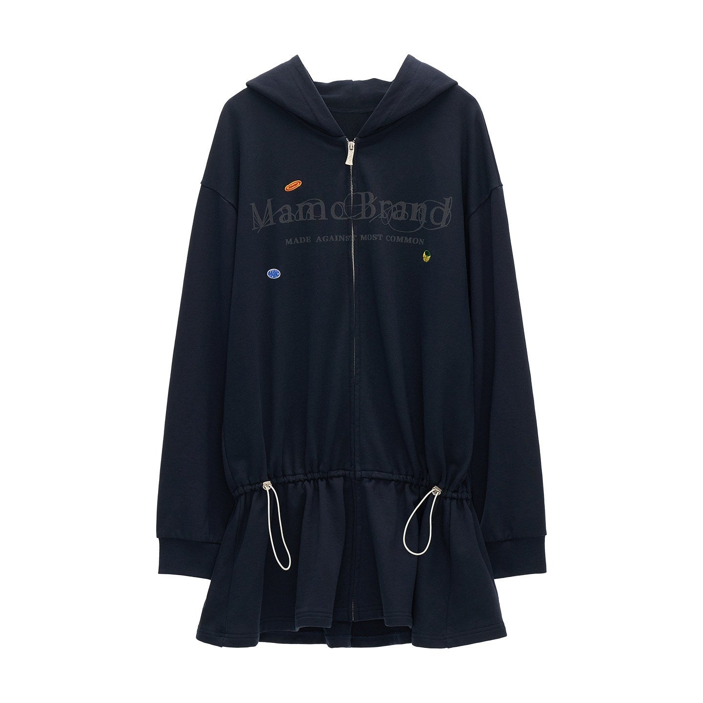 MAMC_Pure_Cotton_Adjustable_Waist_Hooded_Sweatshirt_Zipper_Women_Casual_Mini_Dresses_MISSTT