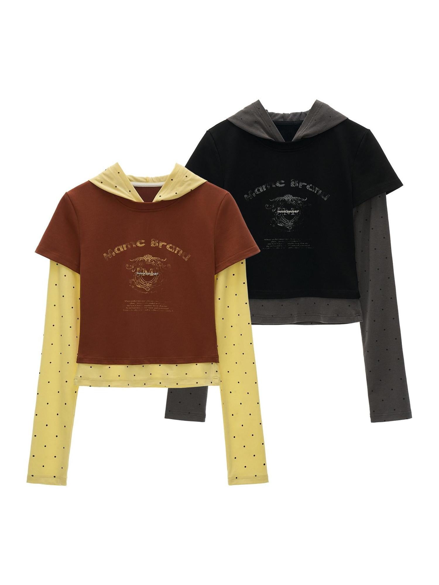 MAMC Pure Cotton Hooded Long Sleeve Slim Casual Women Letter Print Basic Crop Tops