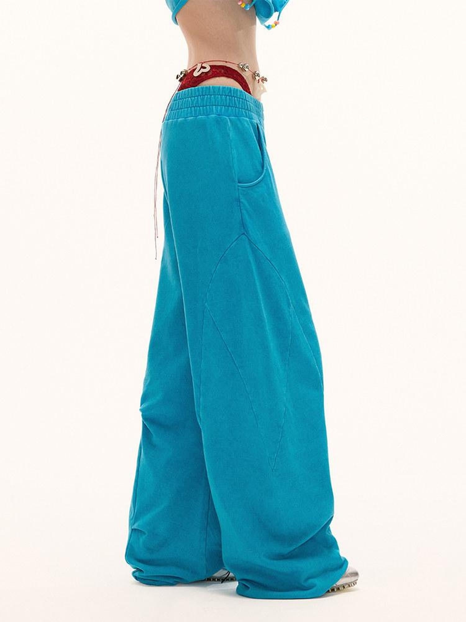 MAMC Pure Cotton Minimalist Elastic Waist Commuter Relaxed Office Wide Leg Pants