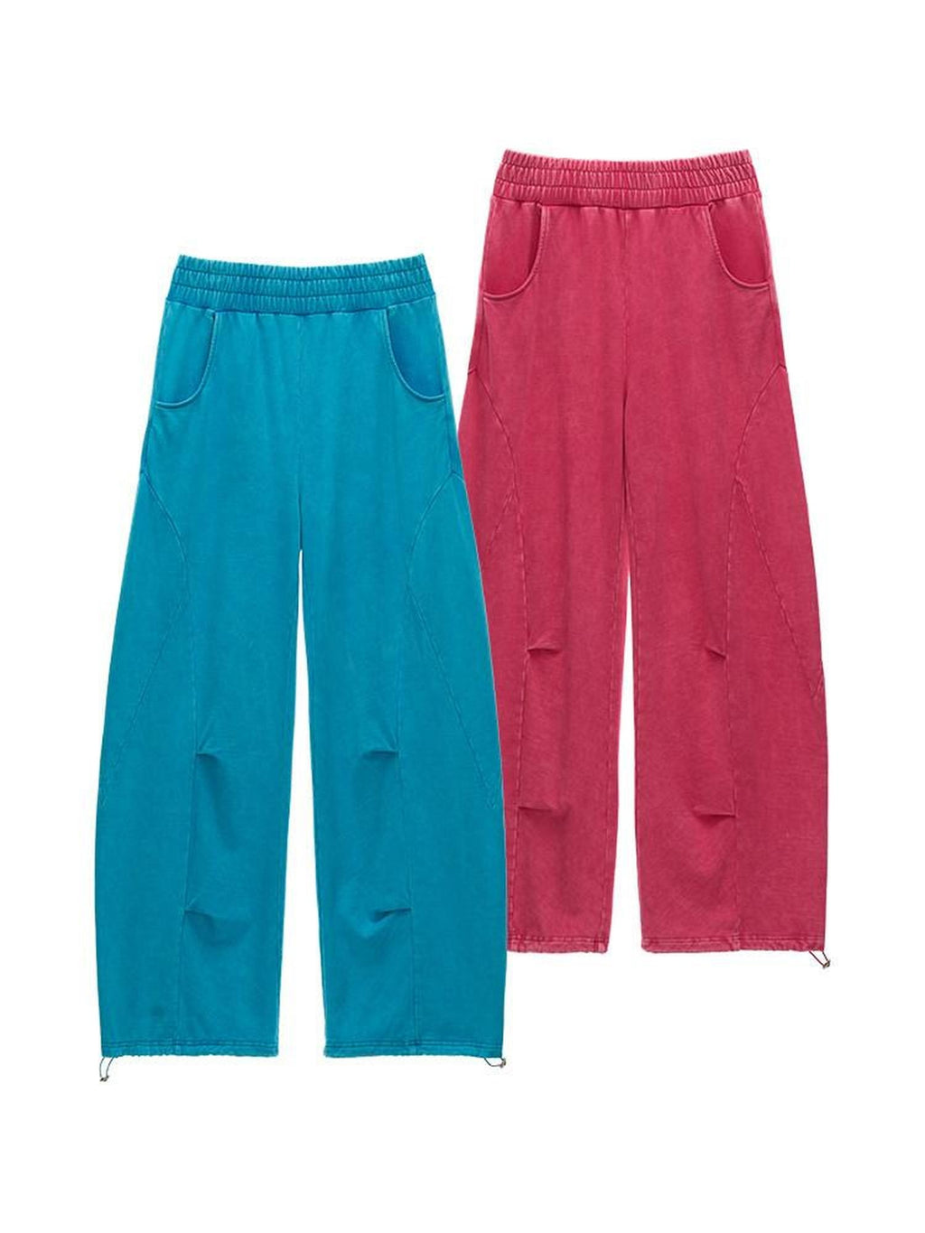 MAMC Pure Cotton Minimalist Elastic Waist Commuter Relaxed Office Wide Leg Pants