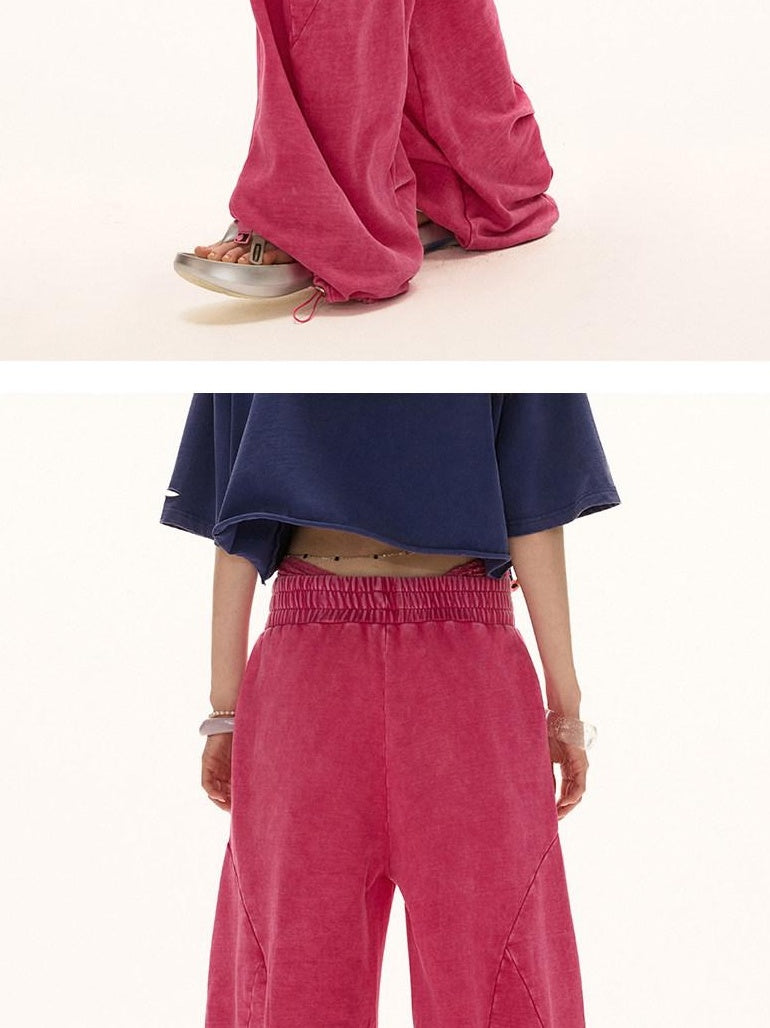 MAMC Pure Cotton Minimalist Elastic Waist Commuter Relaxed Office Wide Leg Pants