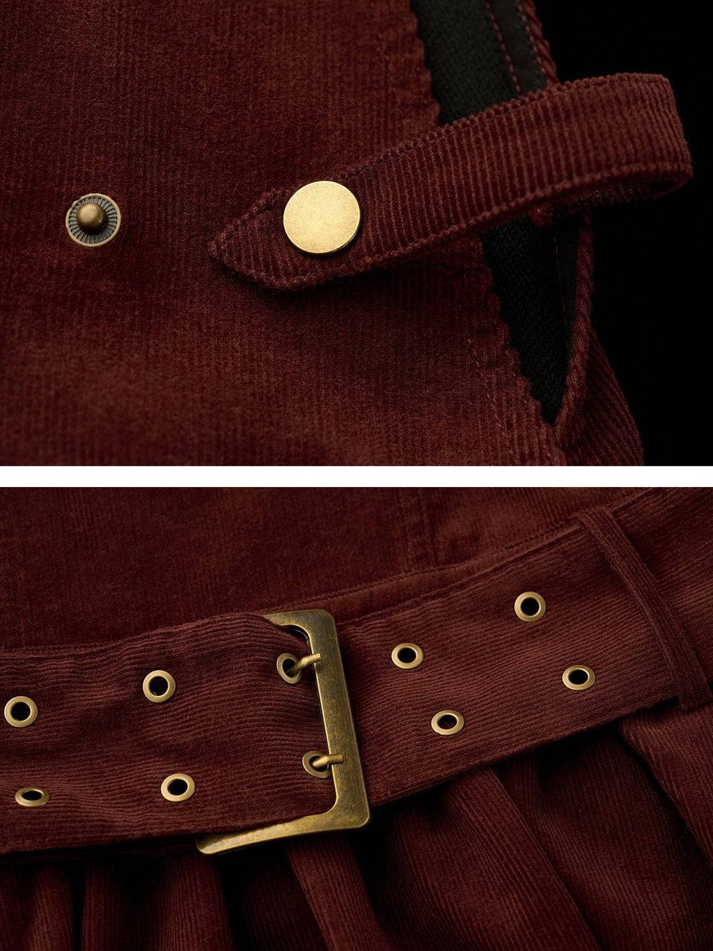 MAMC Pure Cotton Vintage Belted Pinafore Sleeveless Youth Casual Brown Mini Dresses