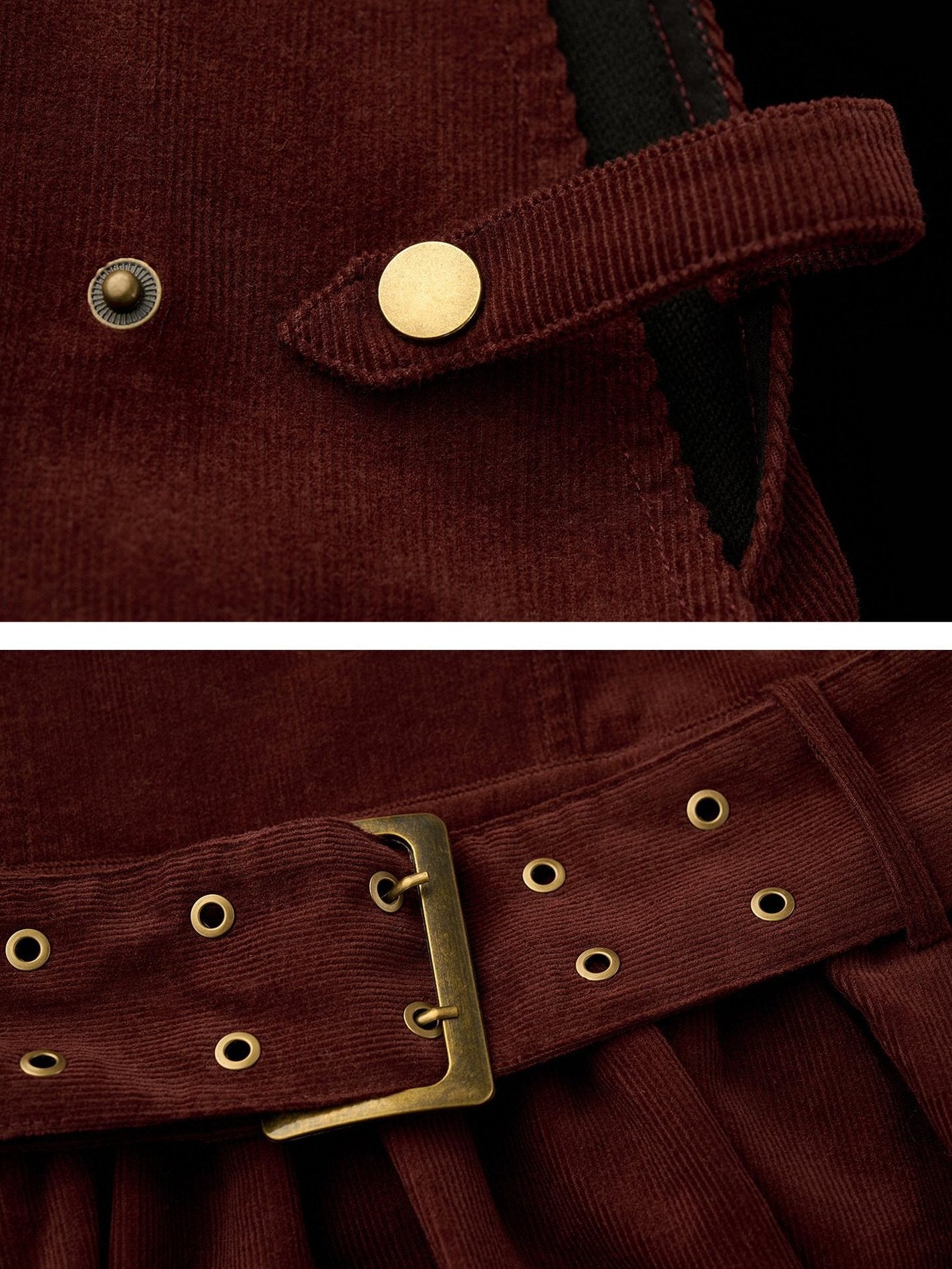 MAMC Pure Cotton Vintage Belted Pinafore Sleeveless Youth Casual Brown Mini Dresses