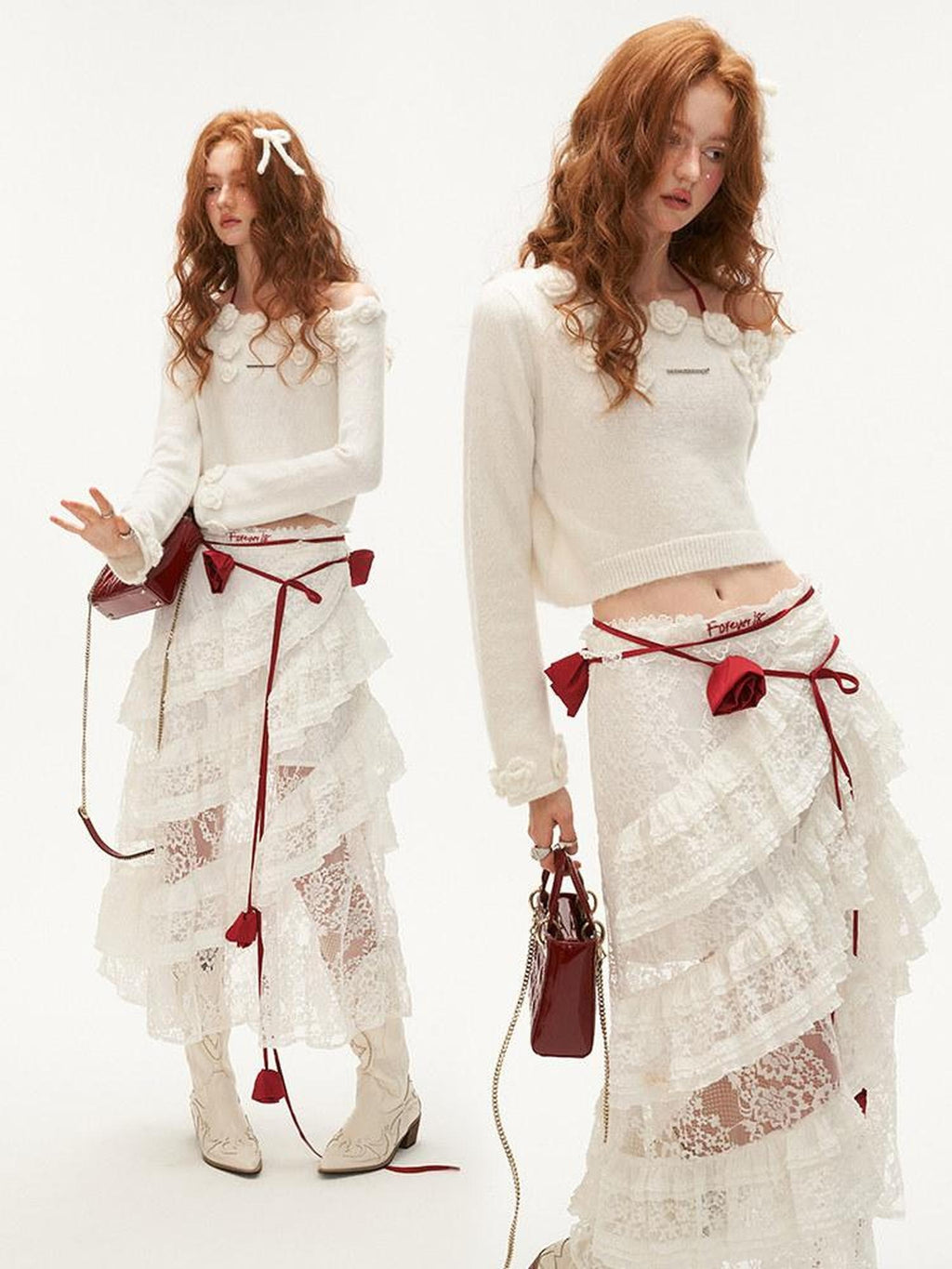 MAMC Recycled Fiber Pullover With Floral 3D Detail Minimalist Commuter Sweaters