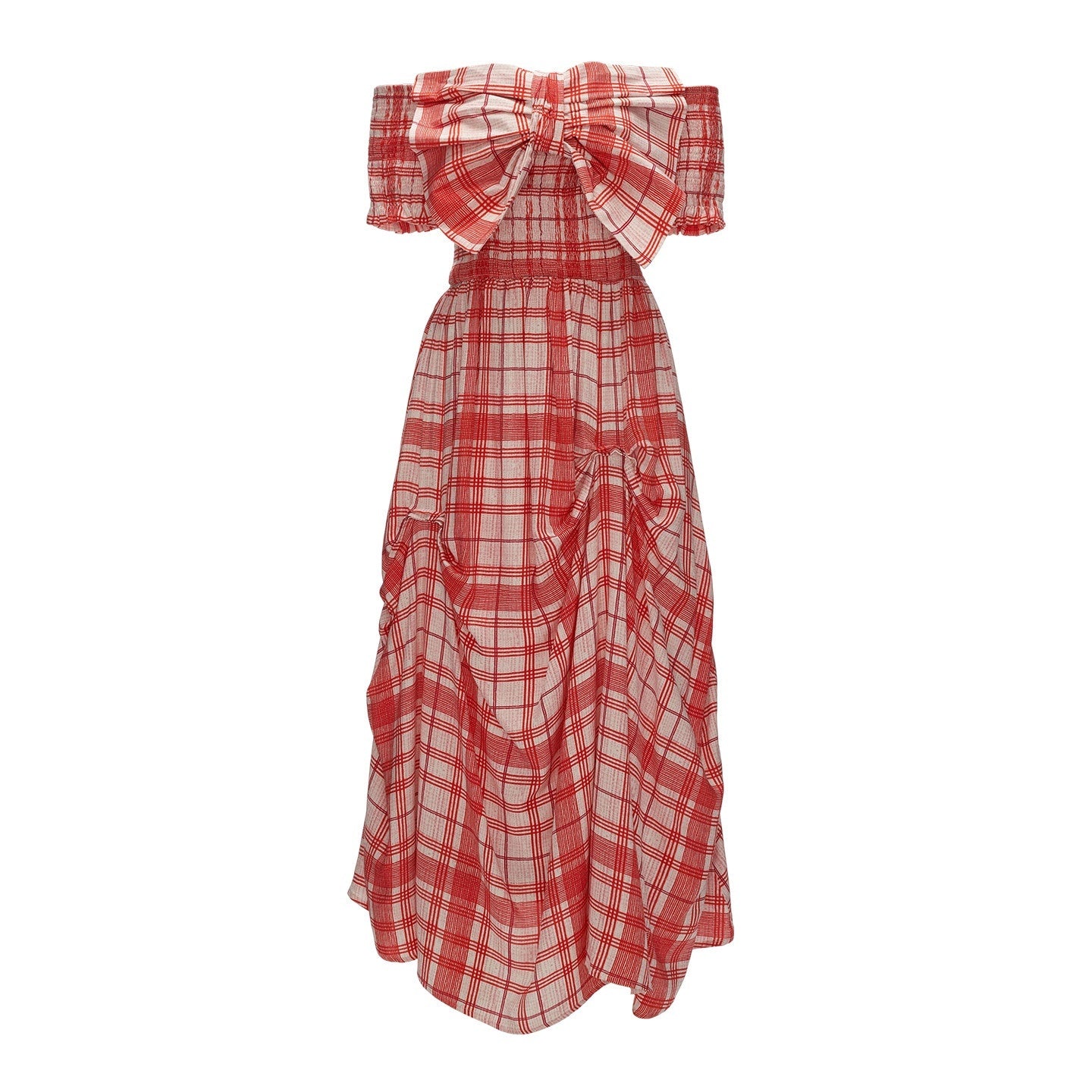 MAMC_Ruched_Cotton_Strapless_Casual_Vacation_Women_Red_Maxi_Dresses_MISSTT