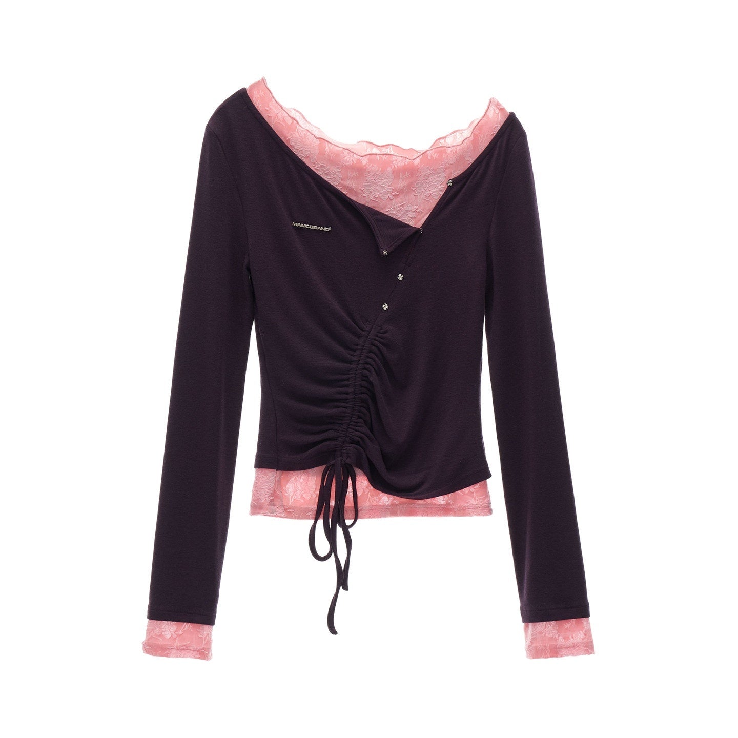 MAMC_Ruched_Faux_Two_Piece_Slim_Asymmetric_Long_Sleeve_Women_Off_Shoulder_Crop_Tops_MISSTT