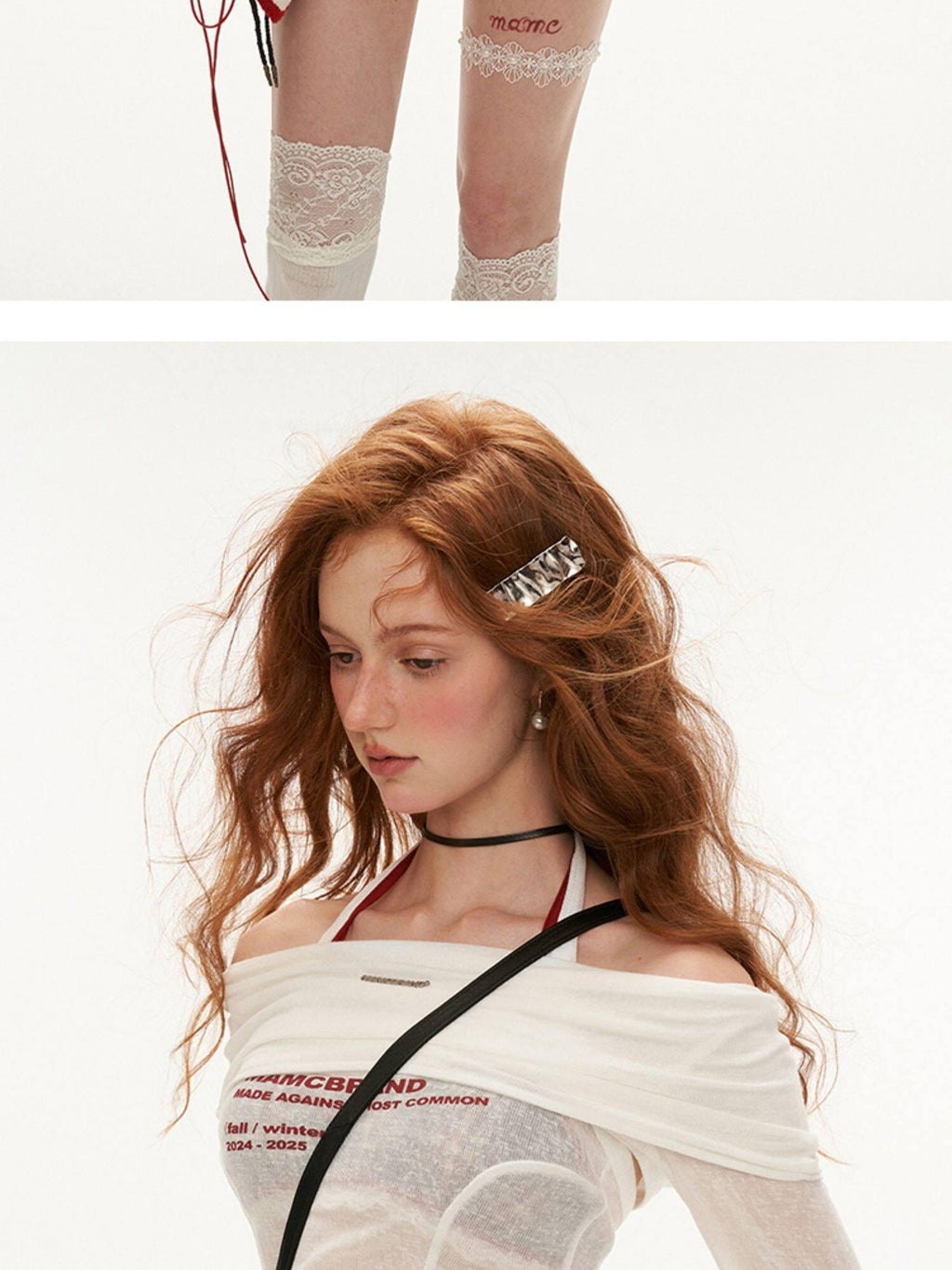 MAMC Sexy Slim Fit White Long Sleeve Letter Print Casual Off Shoulder Crop Tops