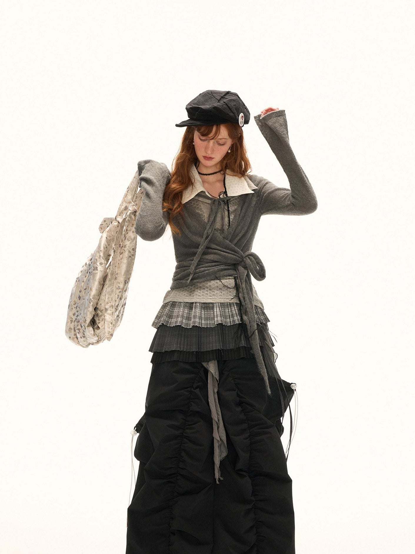 MAMC Sexy Slim Tie Detail Street Style Women Cardigan Knit Top Pink Gray Knitwear