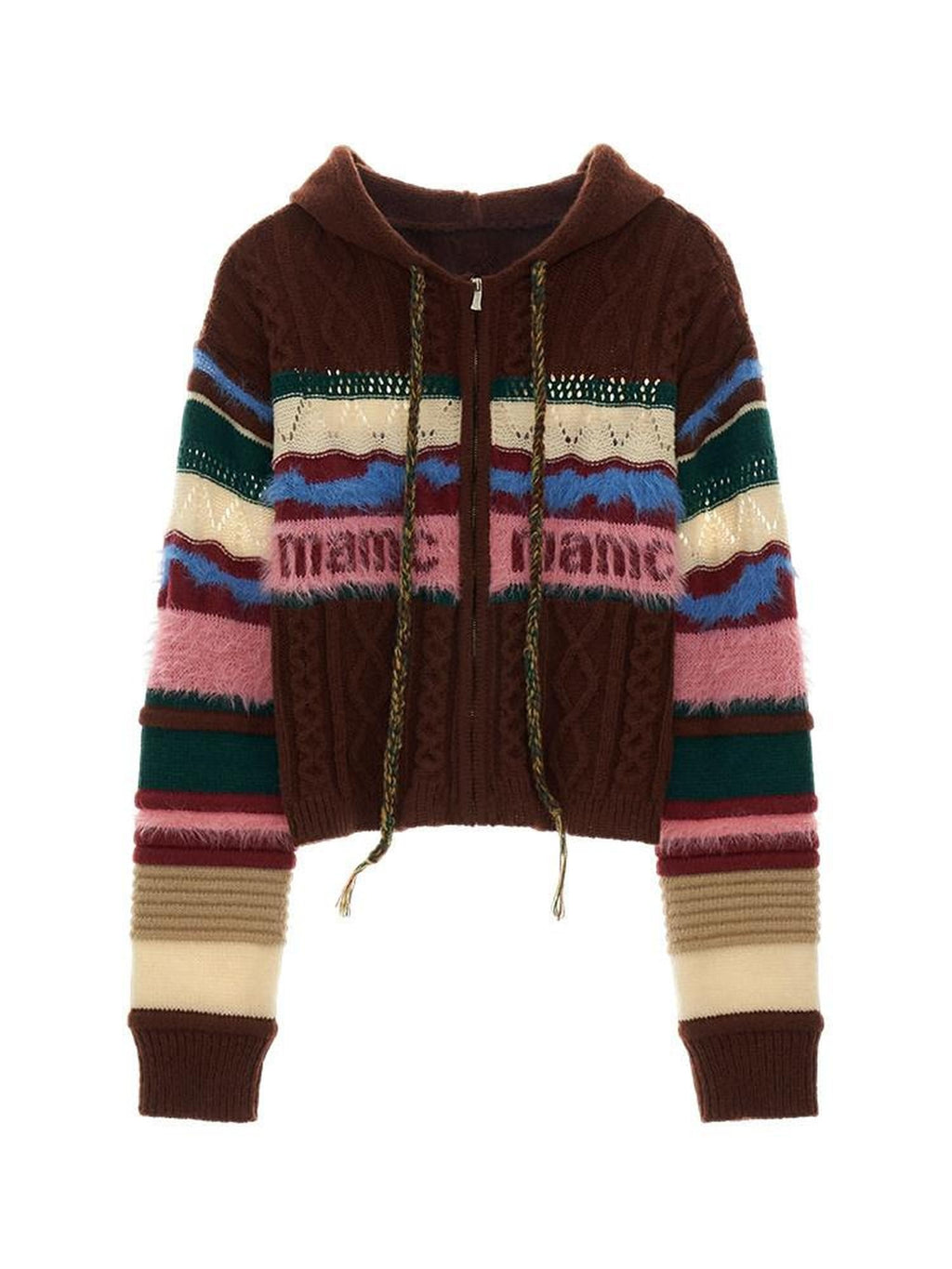 MAMC Slim Minimalist Commuter Knit Zipper Long Sleeve Brown Polyester Cardigans