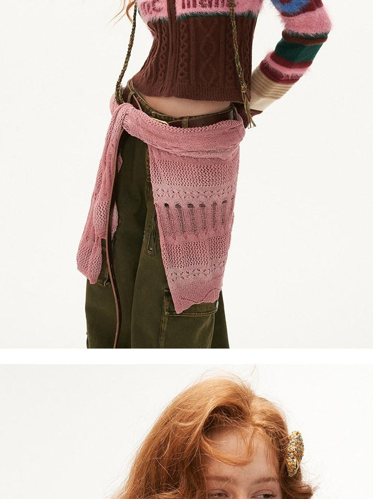 MAMC Slim Minimalist Commuter Knit Zipper Long Sleeve Brown Polyester Cardigans