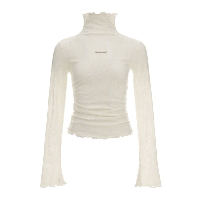 MAMC_Slim_Minimalist_Mock_Neck_Office_Black_White_Polyester_Long_Sleeve_T-Shirts_MISSTT
